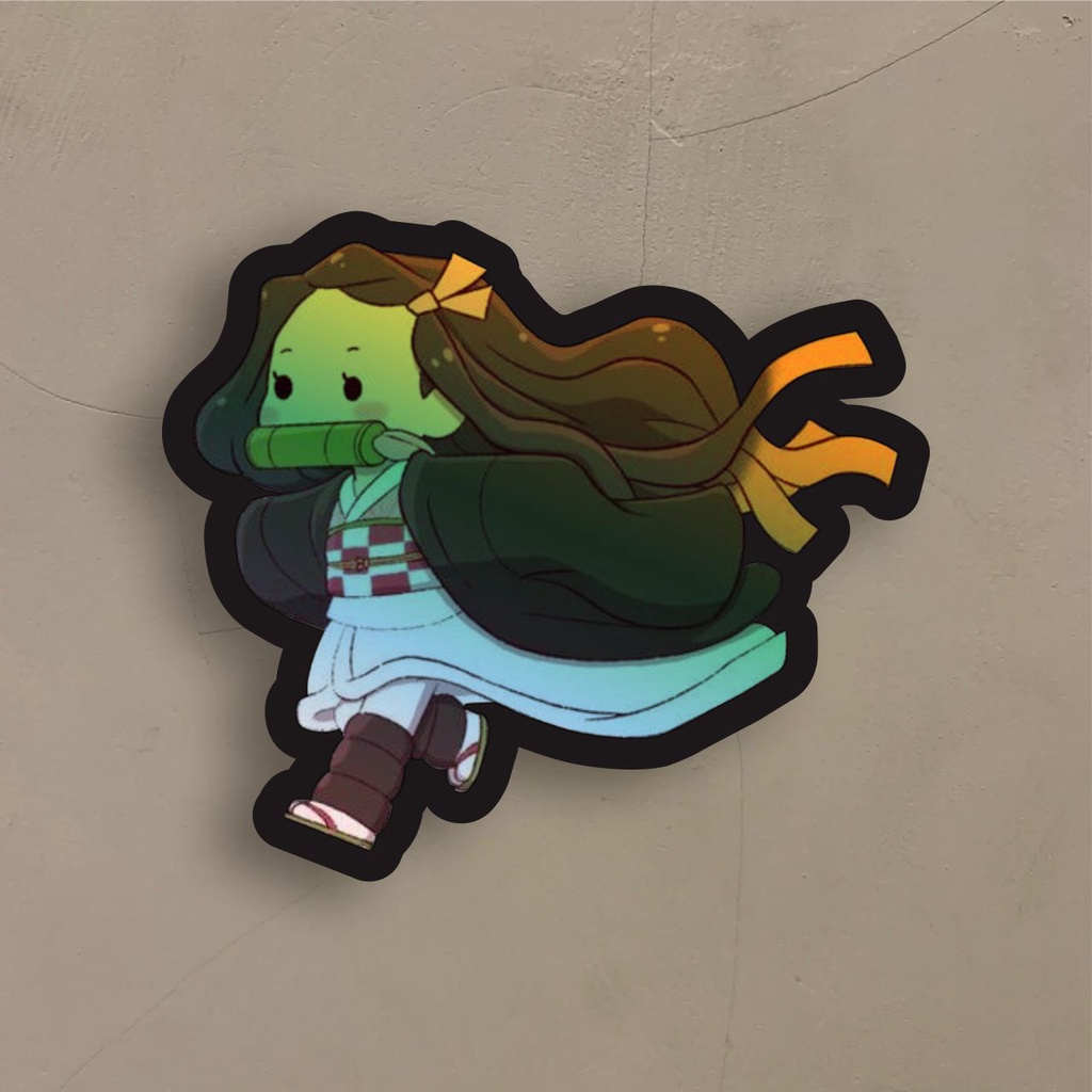 

Stiker Anime Hologram Nezuko Chan Demon Slayer Case Hp dan Laptop 7 Cm