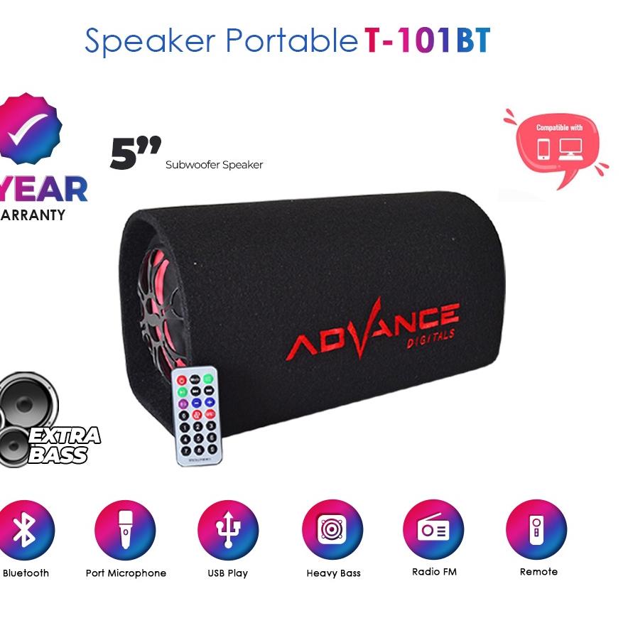 ✧ 100% Ori T-101BT SPEAKER BLUETOOTH ADVANCE DIGITAL SUBWOOFER KARAOKE SUPER BASS SALON AKTIF WIRELE