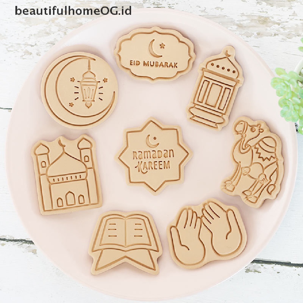 // Beautifulhomeog.id// 8/10pcs Cetakan Biskuit Eid Mubarak Dekorasi Ramadhan Kareem Cookie Cutter Set **