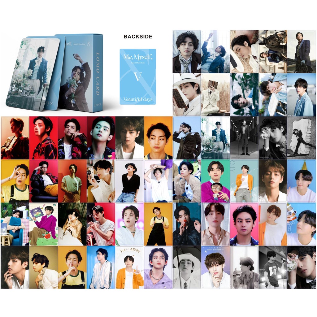 55pcs / box V Me Myself Photocards Kim Tae Hyung veautiful Day Lomo Cards Bangtan Boys Kpop Postcards READY STOCK