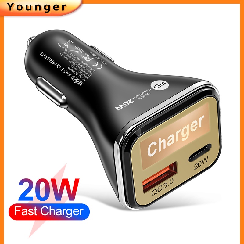 Dual Fast Charging 38W QC3.0+PD20W Charger Telepon Charger Mobil Type C 20W PD Charger USB Charger QC 3.0 Adaptor 2port