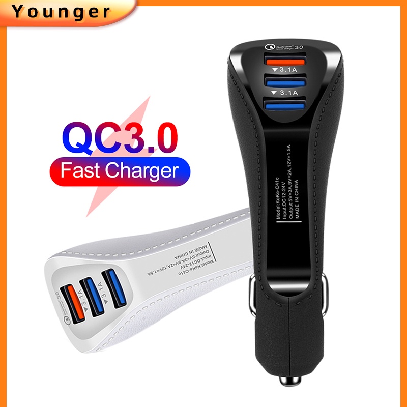 Golf Multi Fungsi Digital Display Charger Mobil QC3.0 3USB Charger Ponsel Adaptor Pengisian Cepat Untuk i-Phone Android Tipe C