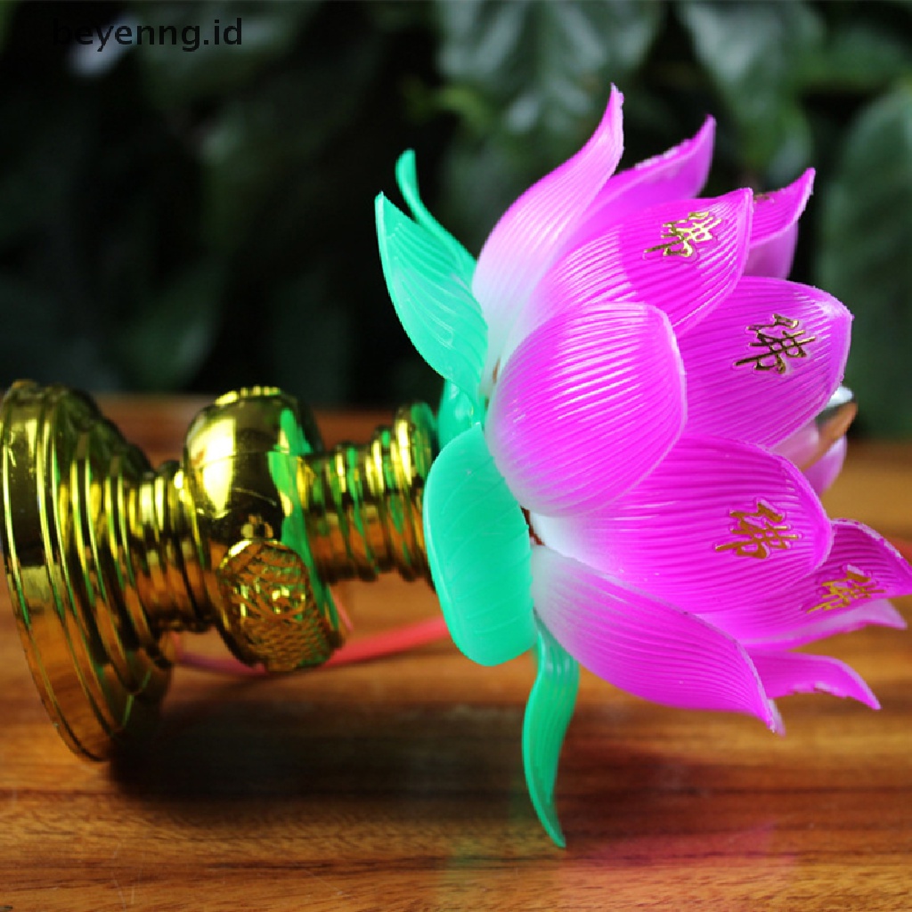 Beyen 1pcs Buddhistic Lotus Lamp Lampu Teratai Dekorasi Desktop Cahaya Ibadah Budha ID