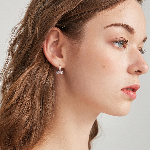 Anting Ikatan Simpul Silver S925 Mewah Ear Studs Ear Buckle Untuk Wanita Gadis Aksesori