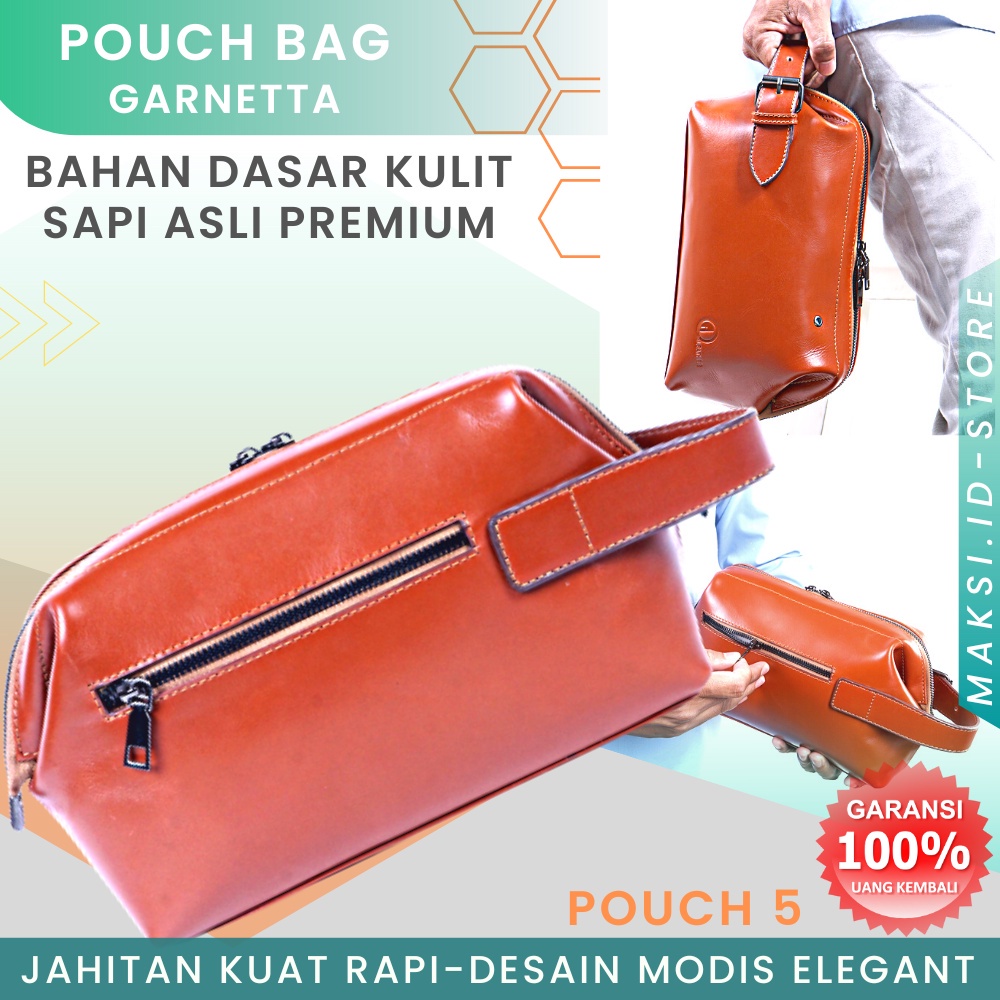 Tas Pouch Bag Clutch Bag Kulit Sapi Asli POUCH 5 GARNETTA