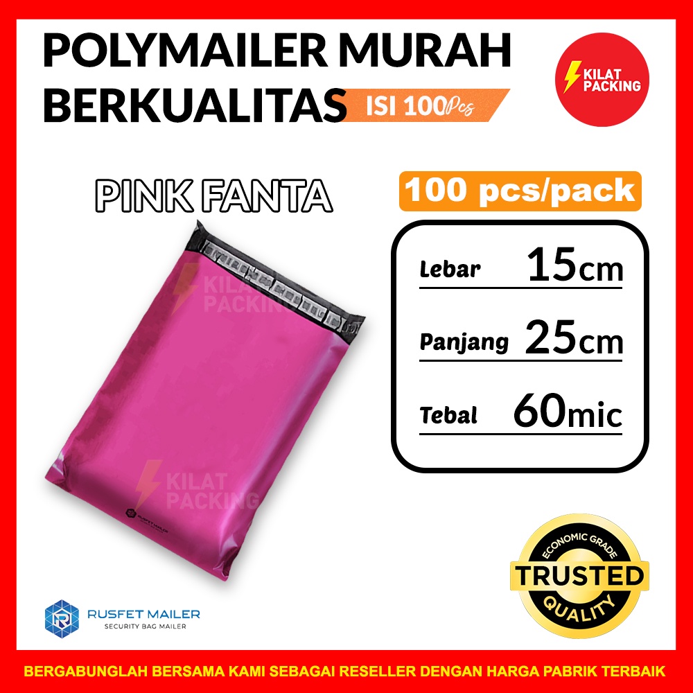 

POLYMAILER EKONOMIS PINK 15CM x 25CM - PLASTIK PACKING ISI ±100 LEMBAR - HARGA DIJAMIN TERMURAH