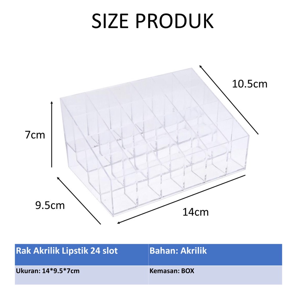 Rak Lipstik Kutek Multifungsi Akrilik 24 SLOT Murah Tempat rak kosmetik tempat kuas tempat lipstik Rak Makeup Acrylic Murah