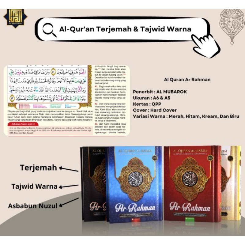 Alquran Ar Rahman A5 Terjemah Tajwid Warna