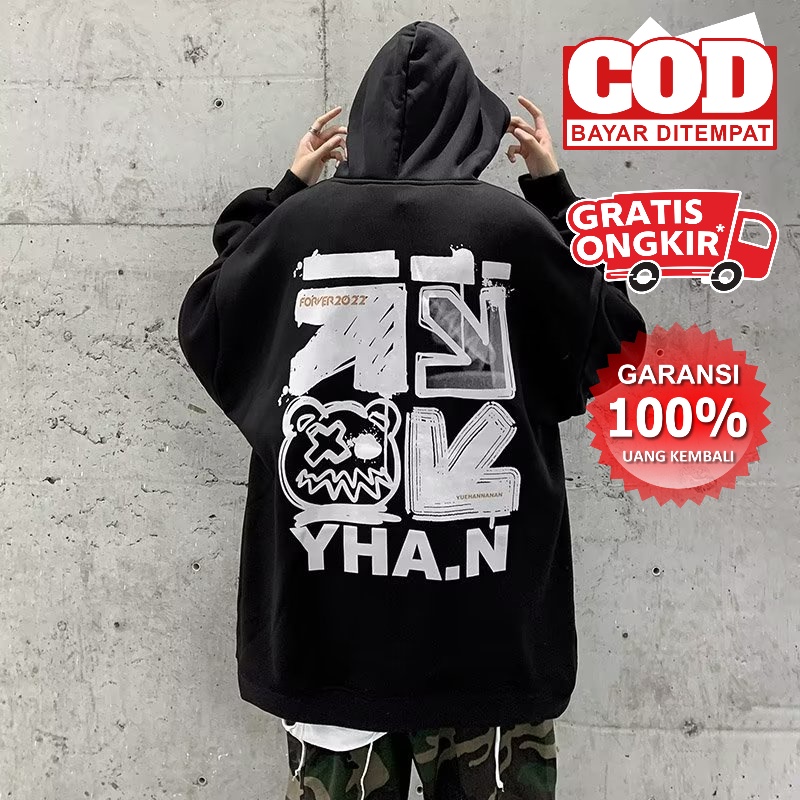 PROMO Hoodie Pria Wanita YHA.N Hip Hop Hoodie Gambar Beruang Sweter Antik Pasangan Musim Gugur Musim Dingin Mode Atasan Serbaguna Kaus Gotik Pakaian Harajuku Y2k Korea