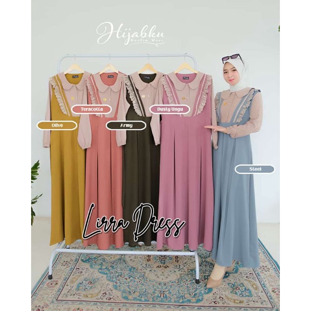 Lirra renda dress by hijabku muslim wear new kekinian terlaris