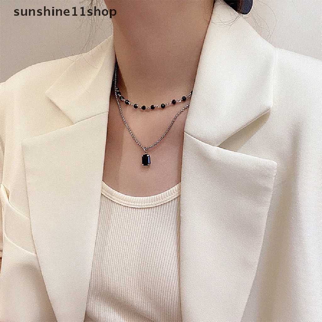 Sho Wanita Kalung Choker Double Layer Beads Necklace Hadiah Untuk Teman Warna Perak Kalung Geometris Grosir Kerah Perhiasan N