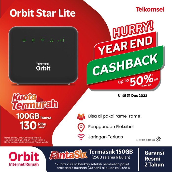 Telkomsel Orbit Star Lite BonusData Kuota Internet HKM0126 HKM-0126 Modem Router