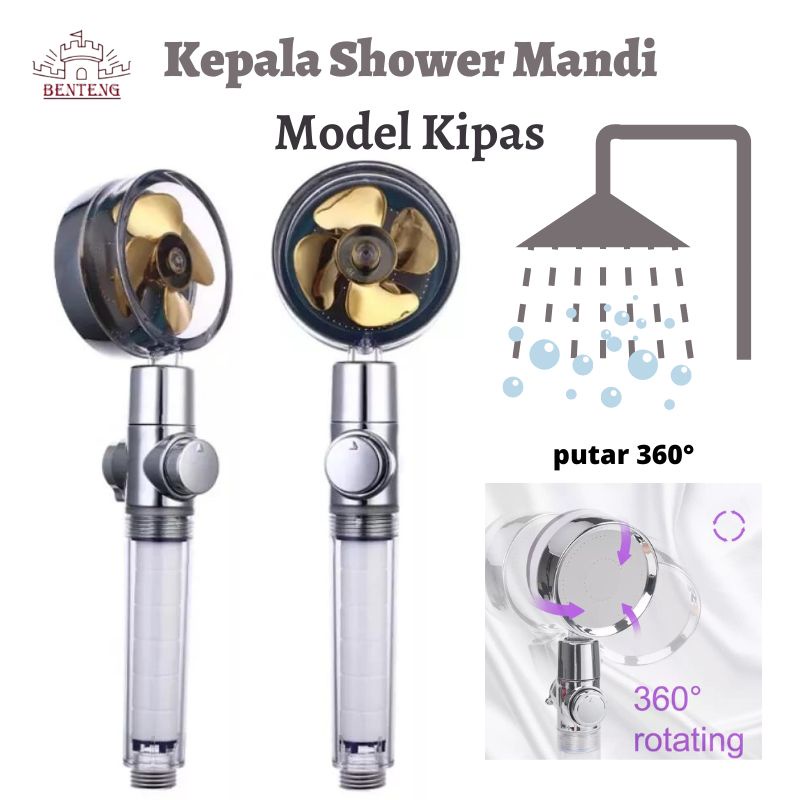 KS200 - Hand Shower Turbo Kepala Air Mandi Shower baling-baling 360 derajat