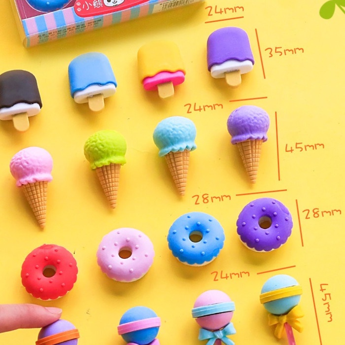 Penghapus Pensil Lucu Karakter Mini Set Isi 4 Eraser Alat Tulis ST0020