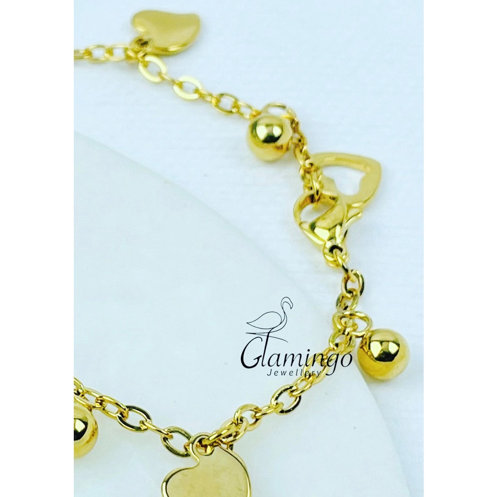 gelang tangan wanita titanium stainless  anti karat gold lonceng love