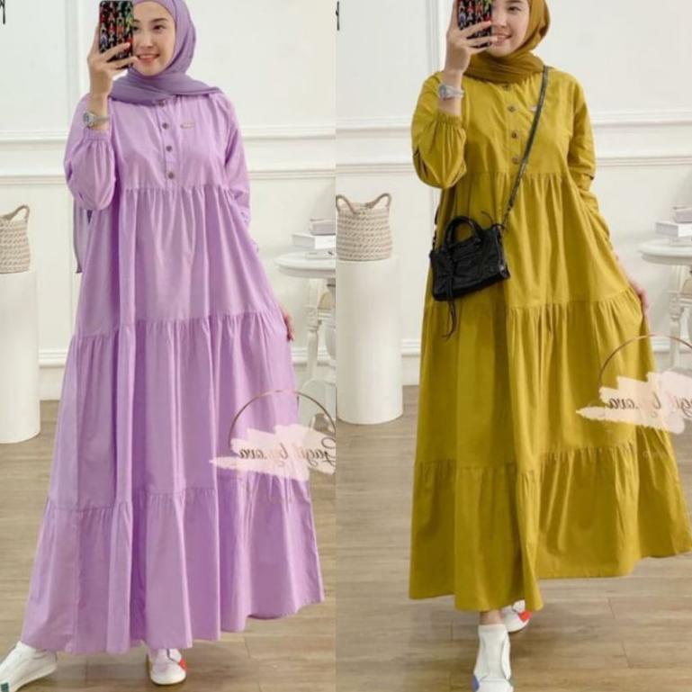 TERLARIS MIDI DRESS HANIYAH FULL KANCING / HAYYA MIDI DRESS BUSUII REMPER