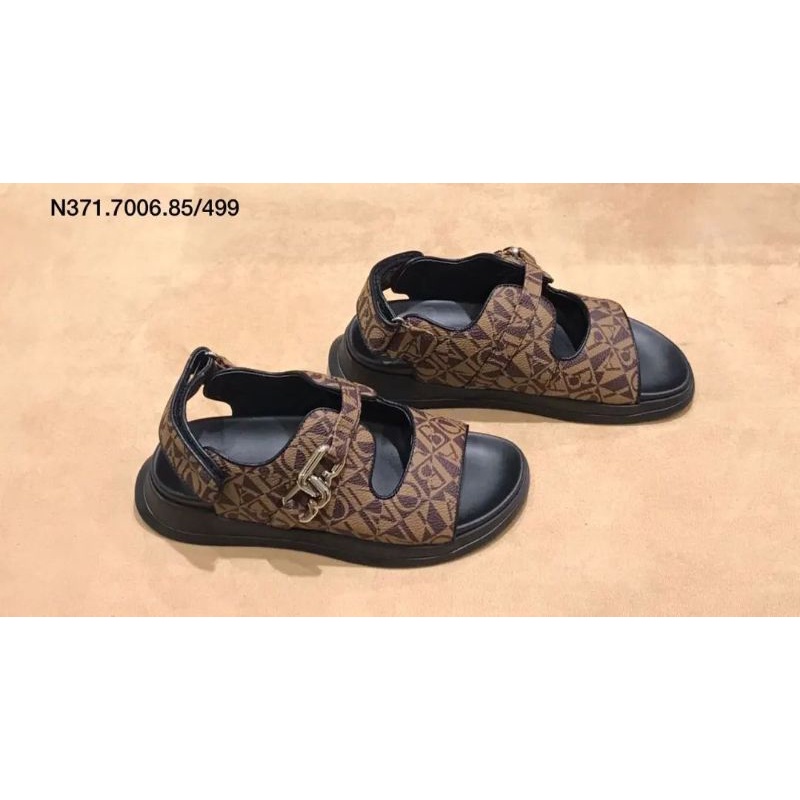 sandal gunung wanita bonia original monogram coklat