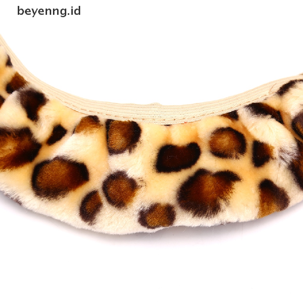 Beyen 3Pcs / Set Leopard Fluff Plush Steering Wheel Cover Winter Car Accessories ID