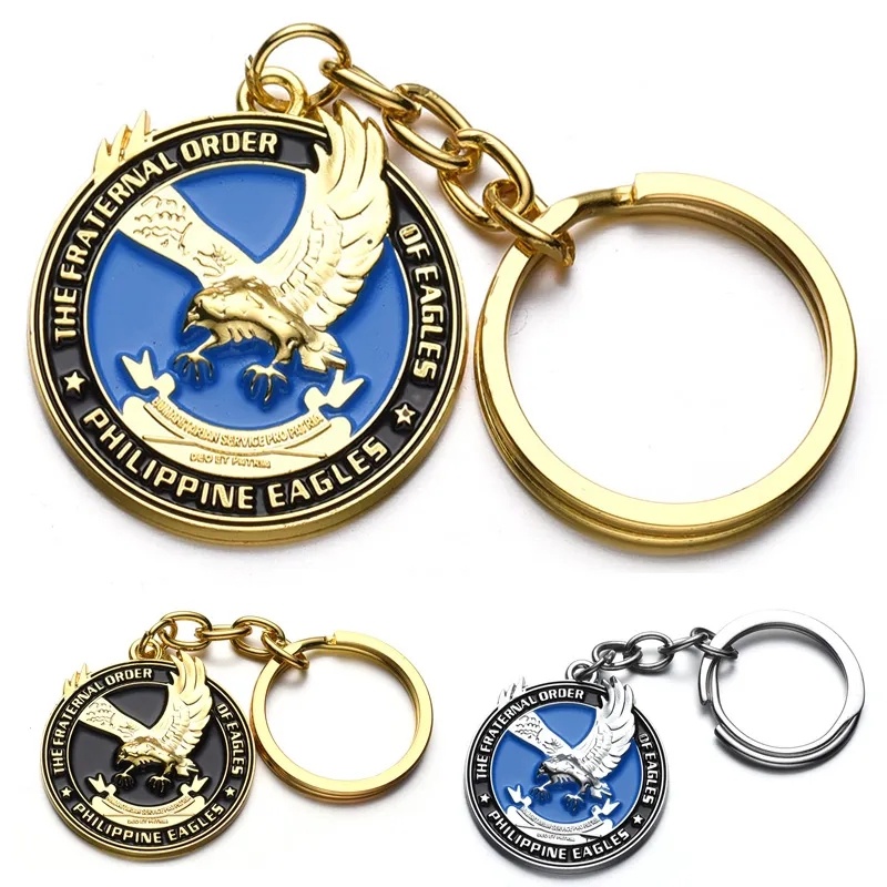 Indah Philippine Elang Logam Liontin Gantungan Kunci Mobil/3D Putaran Elang Bentuk Badge Keyring Charm/Kepribadian Fashion Kendaraan Keys Aksesoris Dekoratif