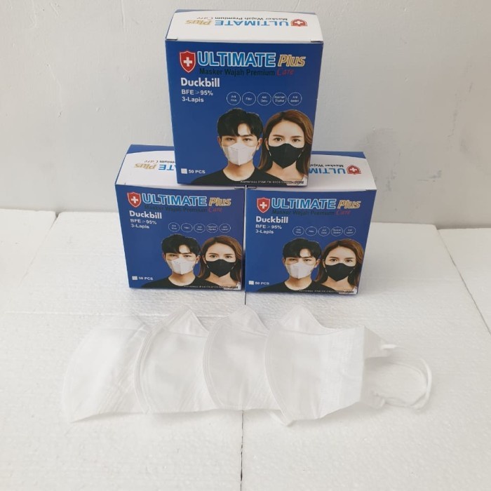 Disposable Ultimate Plus Duckbill Mask isi 50 pcs grosir