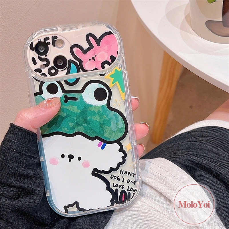 IPHONE Flip Make Up Mirror Case Kompatibel Untuk Iphone14 11 12 13 Pro MAX XR 7 8 14 Plus X XS MAX SE 2020 Graffiti Lucu Kartun Hewan Kodok Anjing Kelinci Soft Case