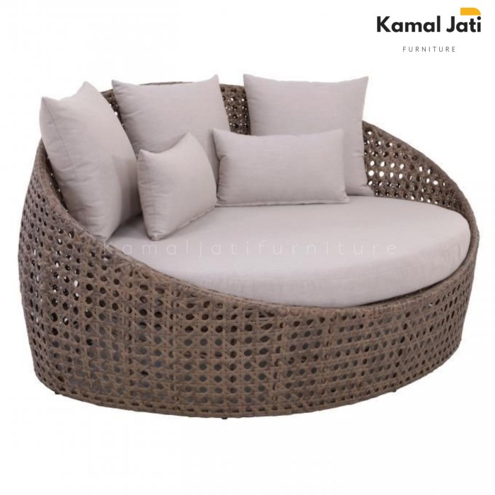 Daybed rotan sintetis outdoor (kursi taman, daybed outdoor rotan)