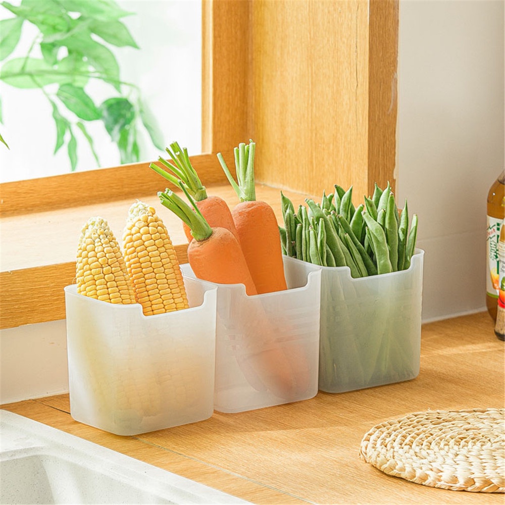 Kapasitas Besar Kulkas Pintu Samping Kotak Penyimpanan Makanan Dapur Kantong Teh Dan Buah Open Freezer Organizer