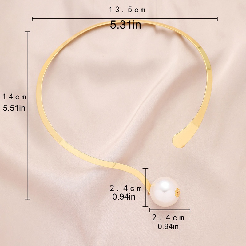 Kalung Mutiara Berlebihan Untuk Wanita Sederhana Serbaguna Manik Emas Pembukaan Kerah Indah Klavikula Korea Fashion Perhiasan Hadiah