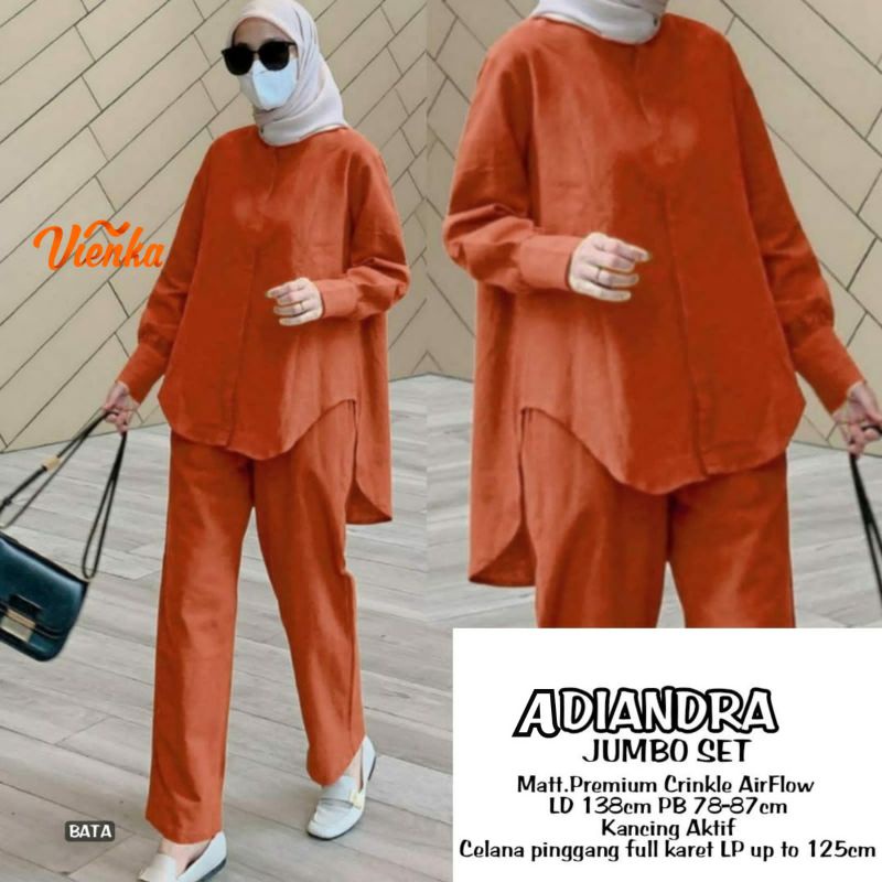 ADIANDRA SETELAN SET WANITA CRINKLE JUMBO LD 120 XXL