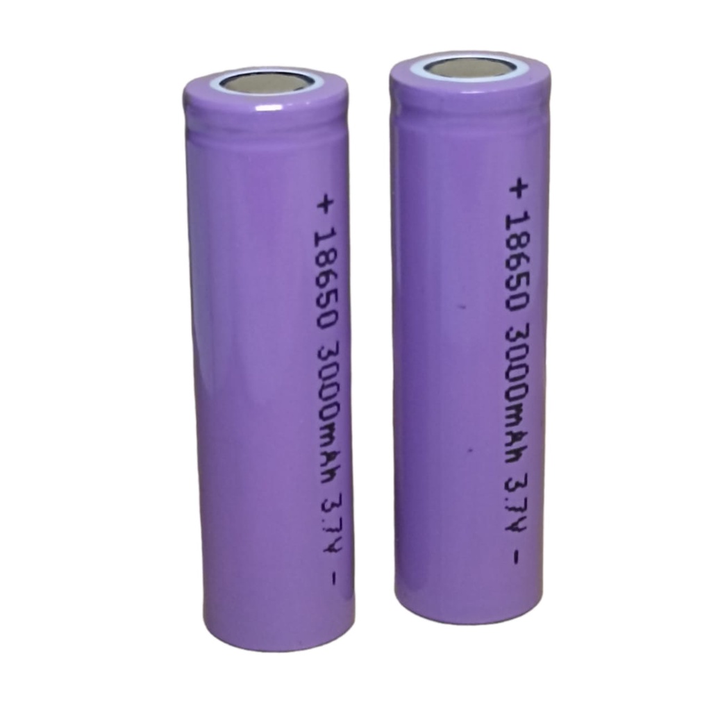 Batre 18650 Untuk Vape Senter Swatt Li-ION 3.7V - 3000mAh Paket 2pcs Warna UNGU Flat Top