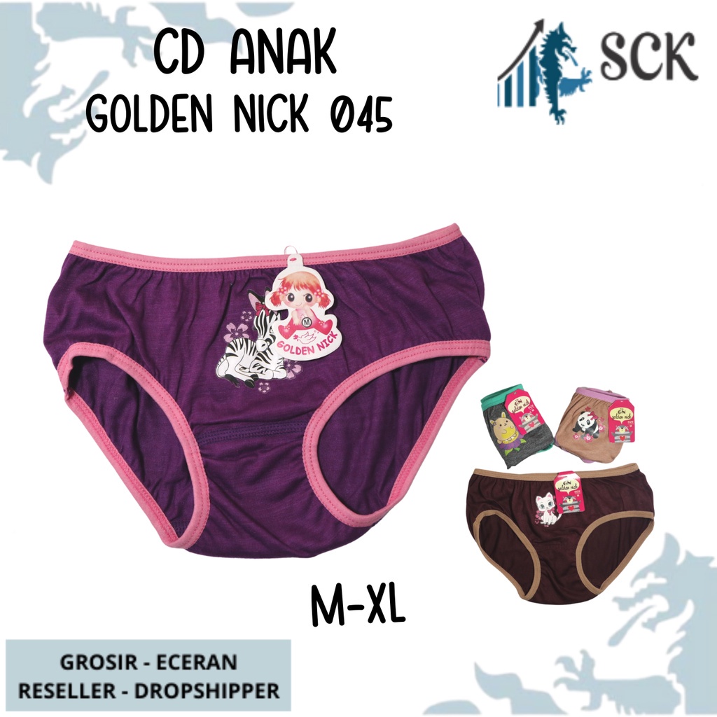 [ISI 3] CD GOLDEN NICK 045  / Celana Dalam Warna Gelap Bahan Katun / Pakaian Dalam Anak Perempuan - sckmenwear GROSIR