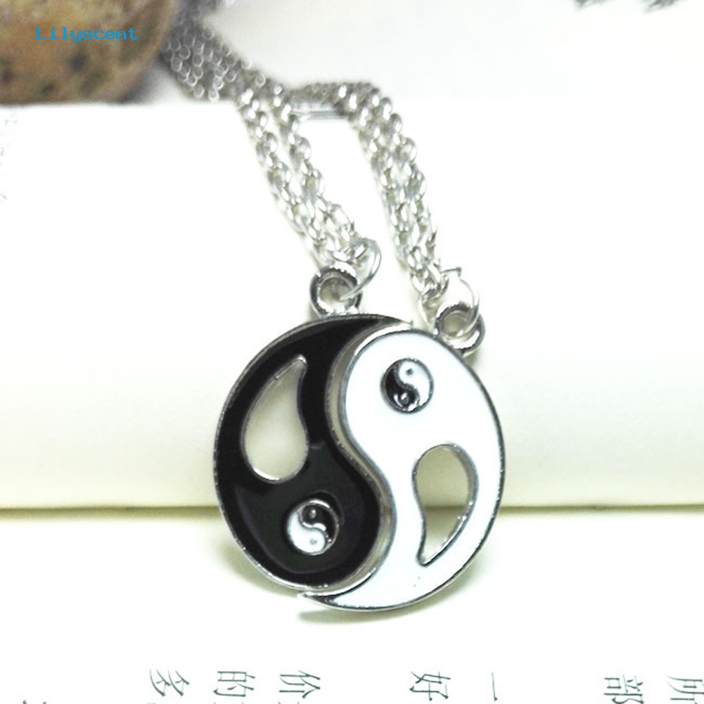 [LS] 2pcs/set Unisex Taiji Bagua Liontin Pencocokan Kalung Adjustable Perhiasan Hadiah