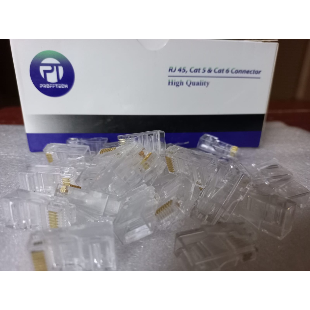 RJ45 Cat5e isi 100pcs untuk Konektor Kabel Lan Utp Ftp Cat 5e