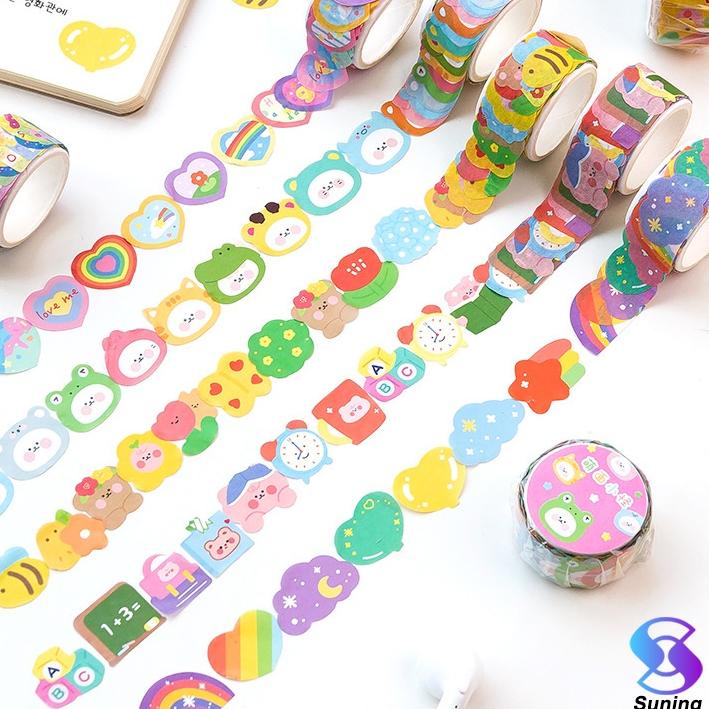 RVI235 Tape sticker / pita washi /washi Tape/Pita lucu elemen lucu stiker dekoratif diy 100 buah 7 gaya-Suning Mall #