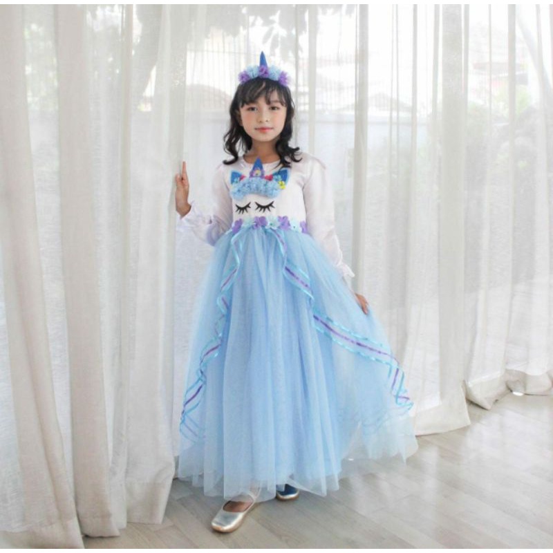 (DK) DRESS KIRANA DRESS FROZEN DRESS ANAK MURAH GAUN ANAK DRESS PRINCESS DRESS MEWAH DRESS ANAK KORE