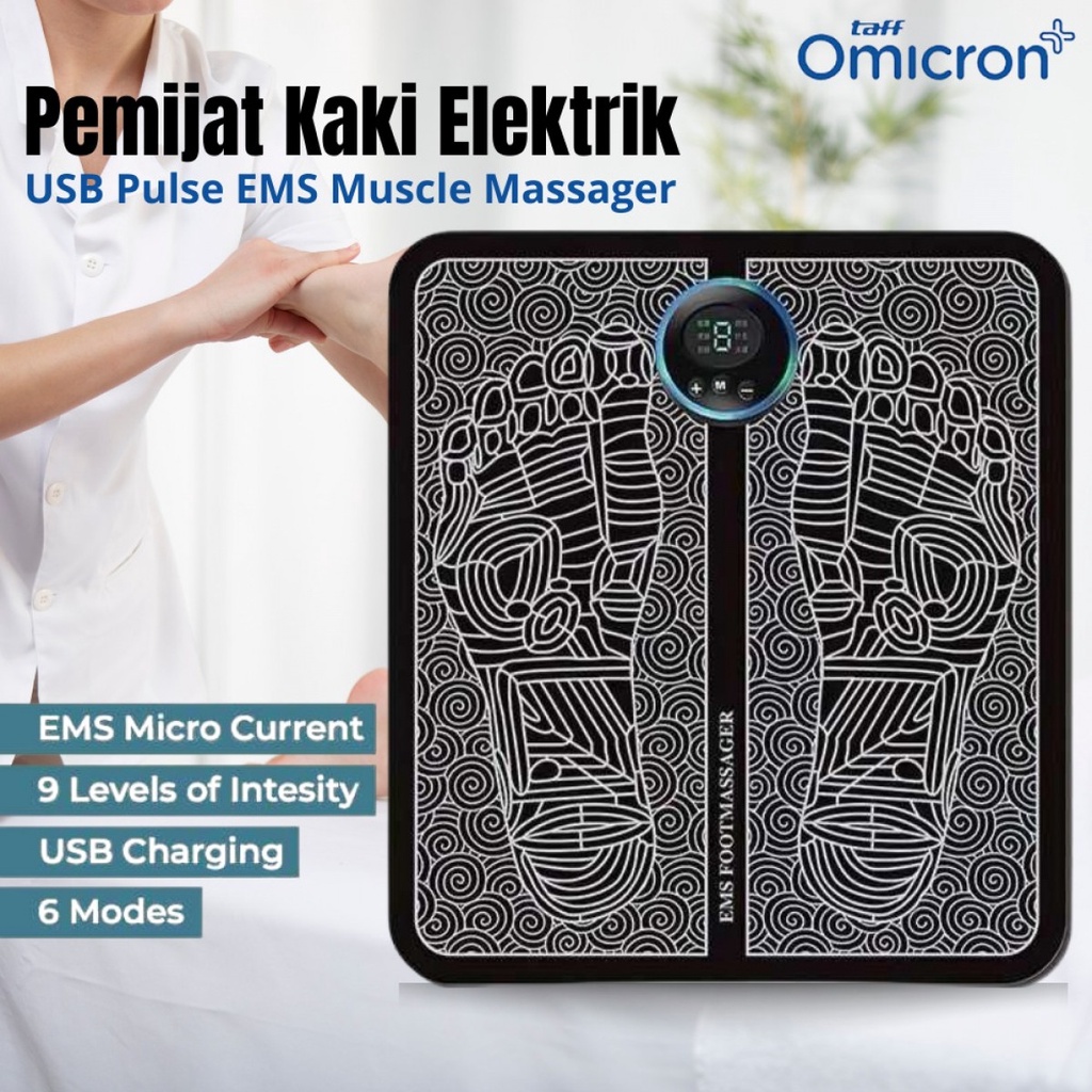 Taffomicron Matras Alas Pijat Kaki Elektrik USB pulse EMS