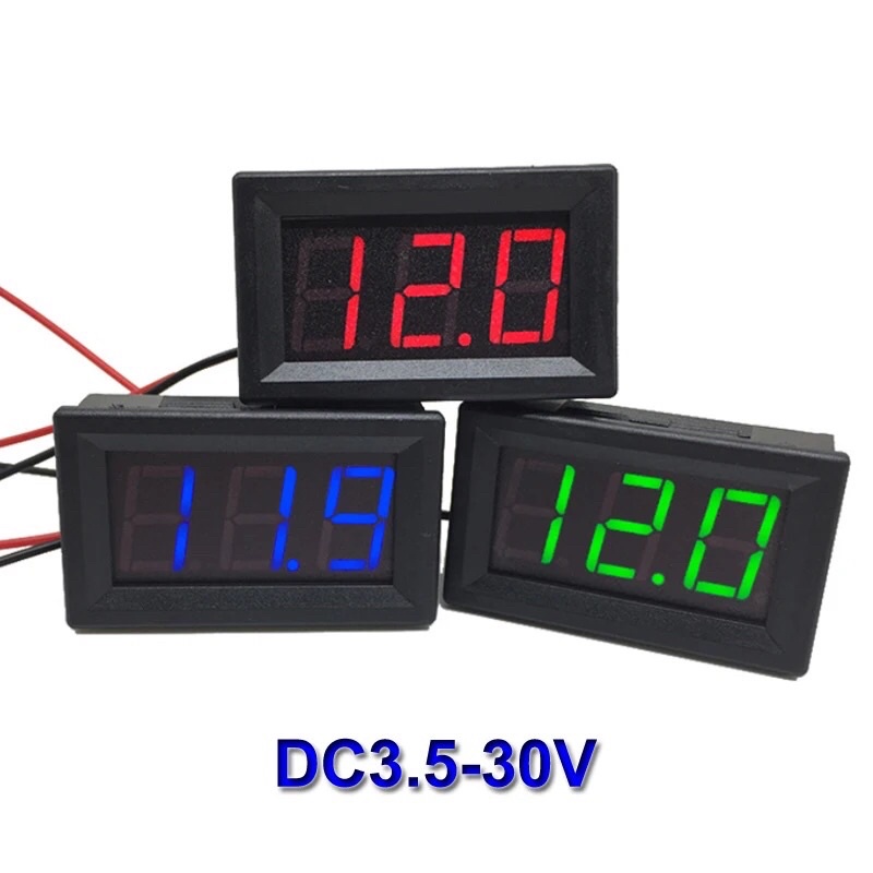 Voltmeter DC 3.5-30V Merah Biru Hijau 12V 24V Penguji Voltase Battery