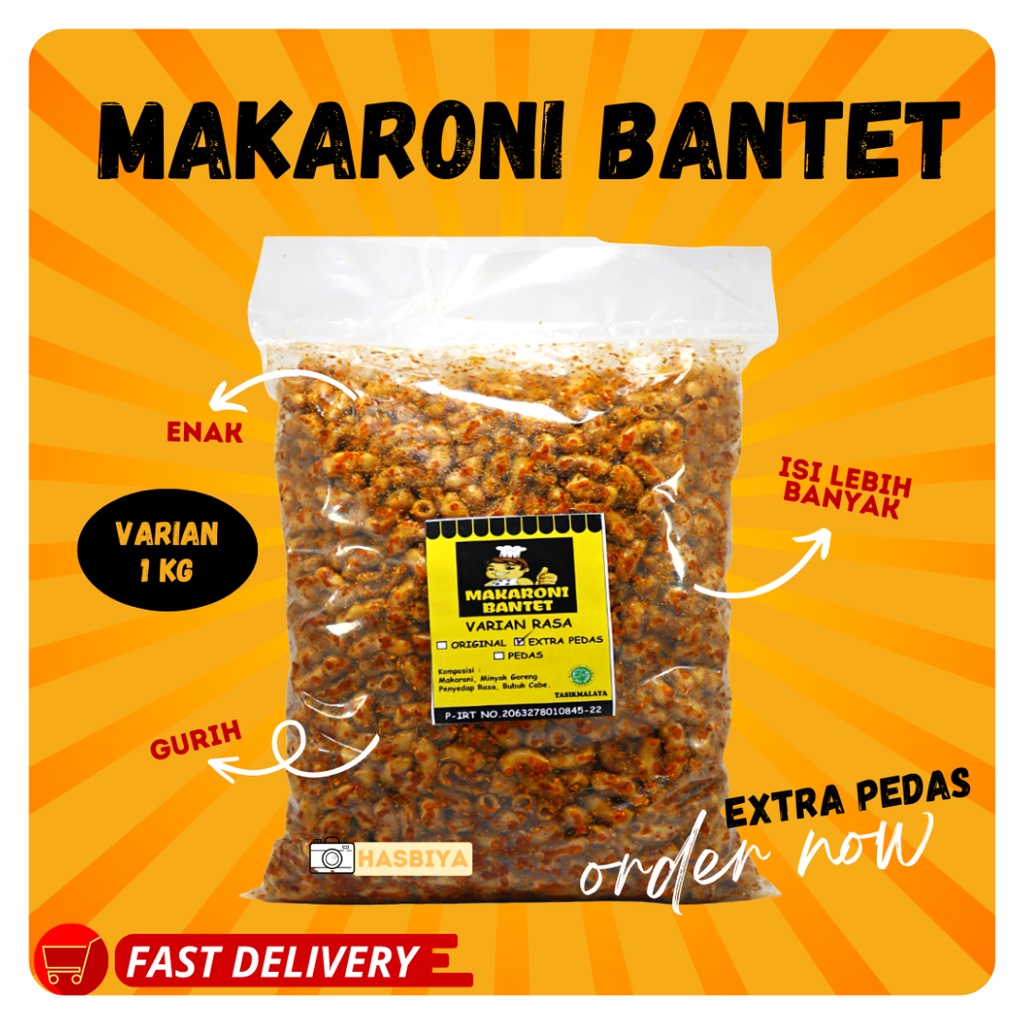 MAKARONI BANTET KILOAN KEMASAN 1 KG - MAKARONI BANTET CAP KOKI KHAS  KOTA TASIKMALAYA - MAKRONI BANTET