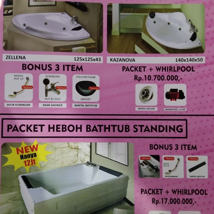 Terlaris Paket Bathtub Jacuzzi Whirlpool Pump Marble Luvena Sudut
