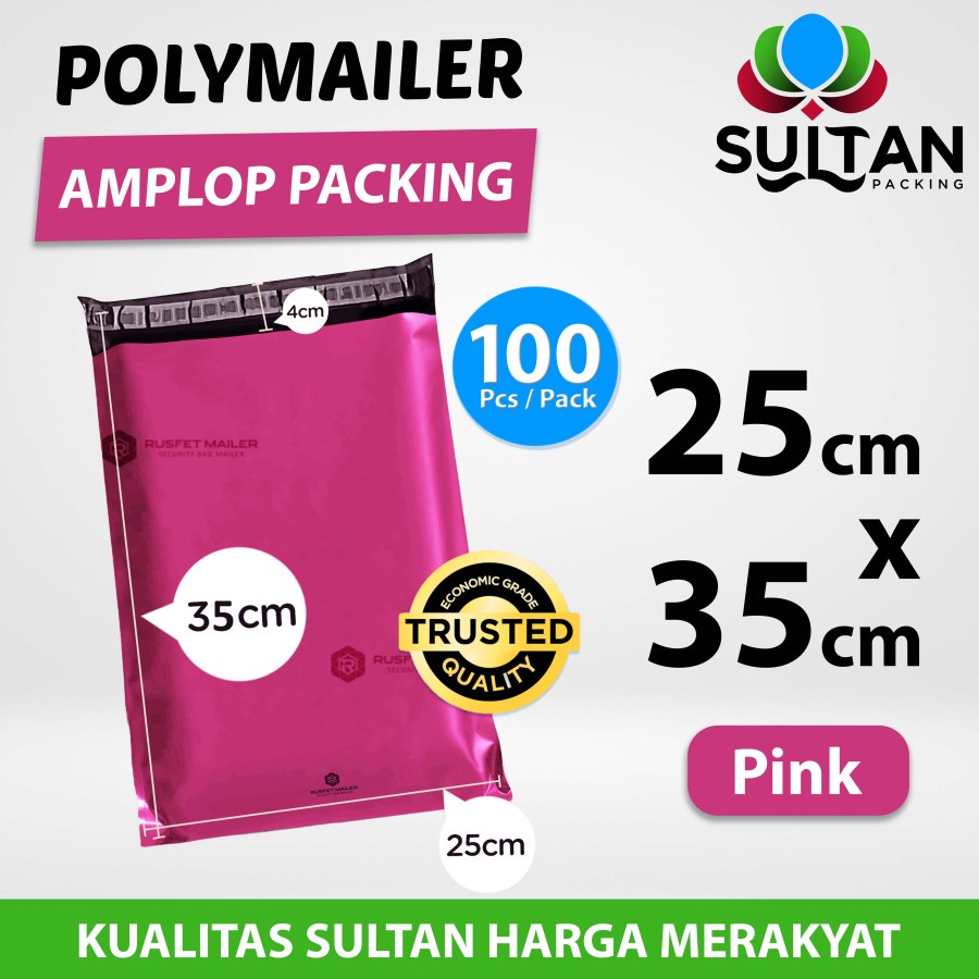 

Polymailer Pack Pink 25x35cm amplop Plastik Packing Olshop Ekonomis