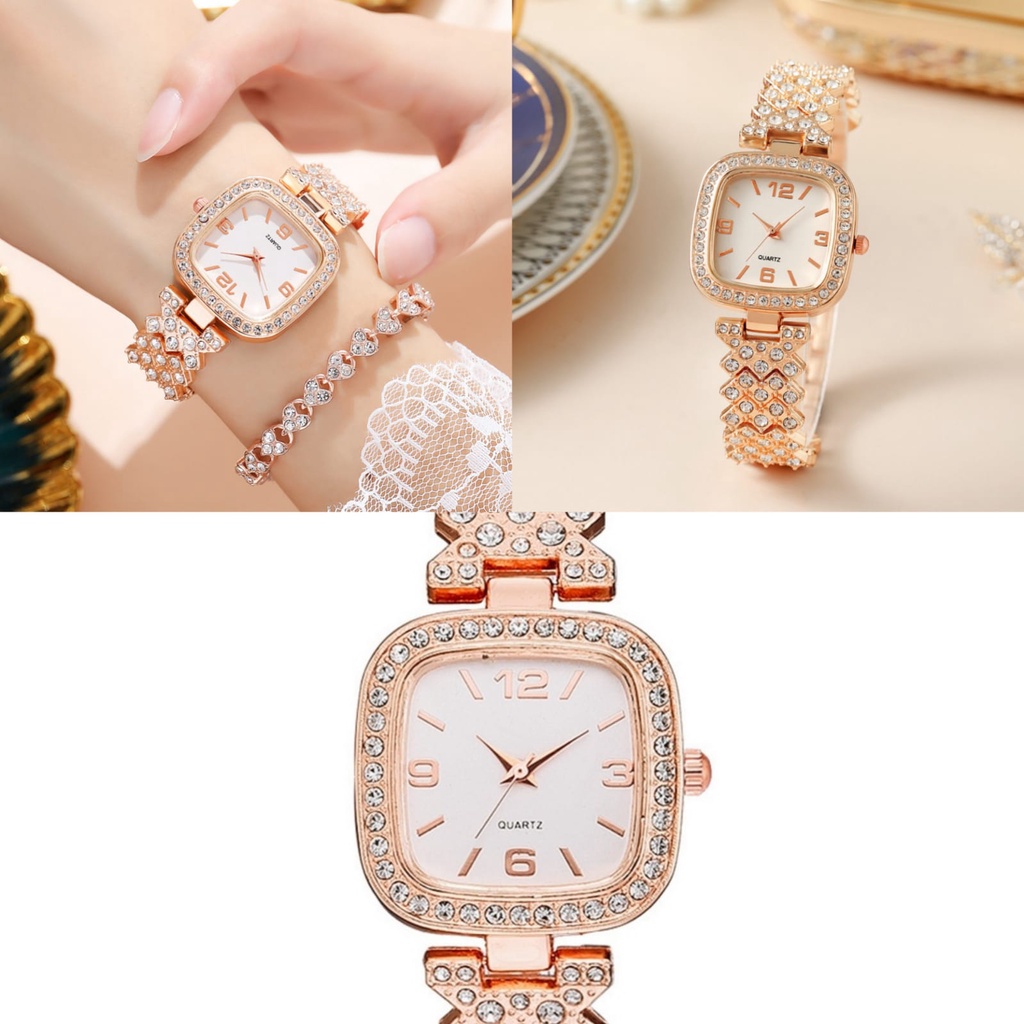 JAM TANGAN WANITA RANTAI GOLD PESTA NIDAE JAM121G1 KOTAK CANTIK MEWAH ELEGANT REMAJA CEWEK KEKINIAN FASHION BRANDED KOREA DIAMETER KECIL KONDANGAN CASUAL