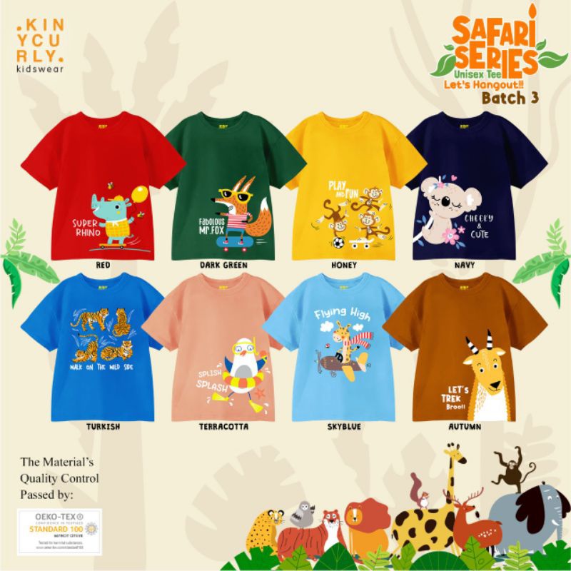 Kaos Anak Safari Series Kiny Curly Unisex 1-6 Tahun Original Super Premium