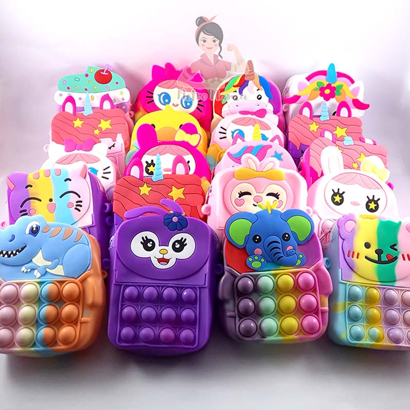 Tas Selempang Anak Pop It Gelembung Karakter Lucu Motif Kartun