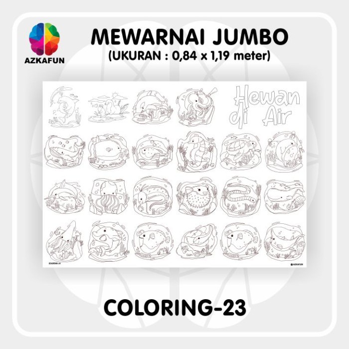 

Scetch Kertas Mewarnai Jumbo Hewan Di Air - Mewarnai Besar - Giant Coloring