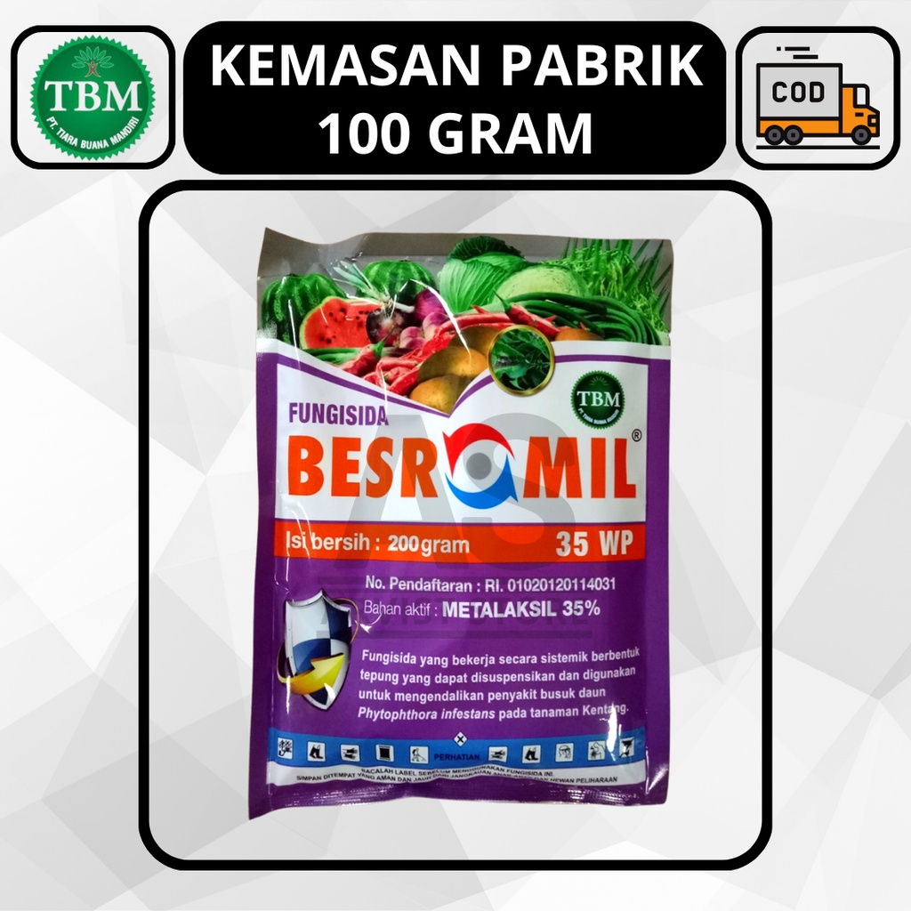 Fungisida BESROMIL 35 WP Bahan Aktif Metalaksil 35% 100 Gram Original