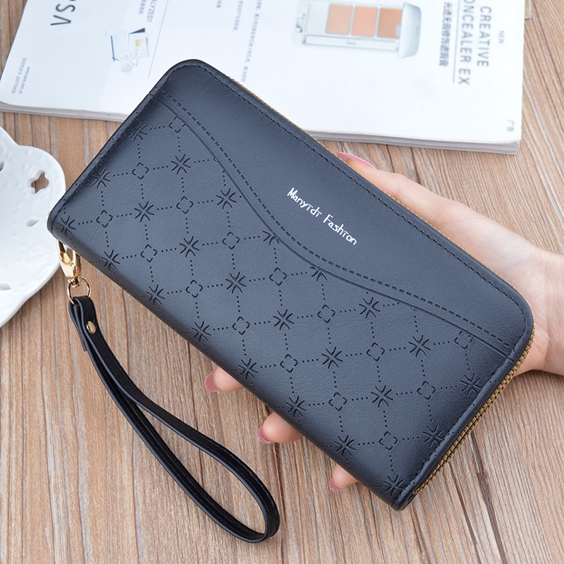 DOMPET PANJANG WANITA BRANDED BATAM REMAJA KEKINIAN CEWEK IMPORT 2 RESLETING MUAT HP KULIT HITAM MODICA WA639B5 PREMIUM KARTU KOIN  SIMPLE LUCU KOREA FASHION