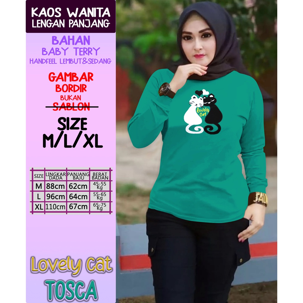 KAOS WANITA LENGAN PANJANG WARNA TOSCA