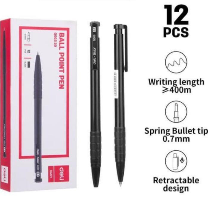 

Harga Terjangkau ✡ Deli Rectractable Ballpoint Pen / Pulpen Cetek 0.7 mm Isi 12 pcs/box Hitam EQ00320-12PCS;