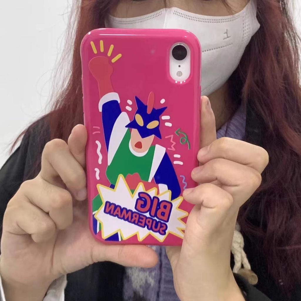 IPHONE Ins Pola Superman Dinamis Cocok Untuk Iphone14 14pro 14plus 13 13mini 13pro 13prm iPhone12 7Plus 8Plus Xr XS 13 12mini Pro Max Empat Sudut Casing Ponsel Tahan Guncangan