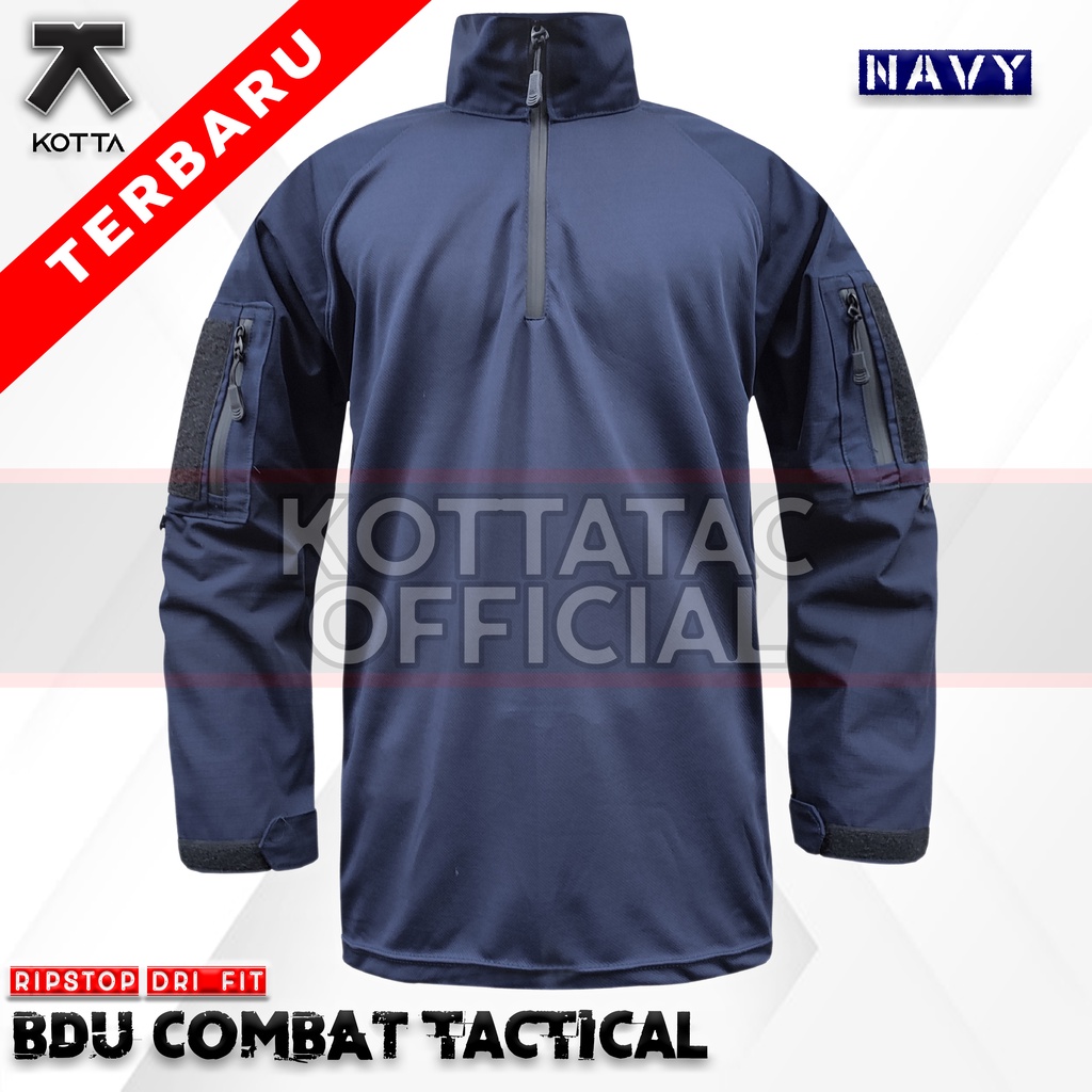 KAOS BDU DRYFIT TAD NAVY - KAOS BDU COMBAT PRIA LENGAN PANJANG NAVY -  KAOS TACTICAL PRIA  - BDU JERSEY DRYFIT - BAJU BDU LENGAN PANJANG BIRU DONGKER